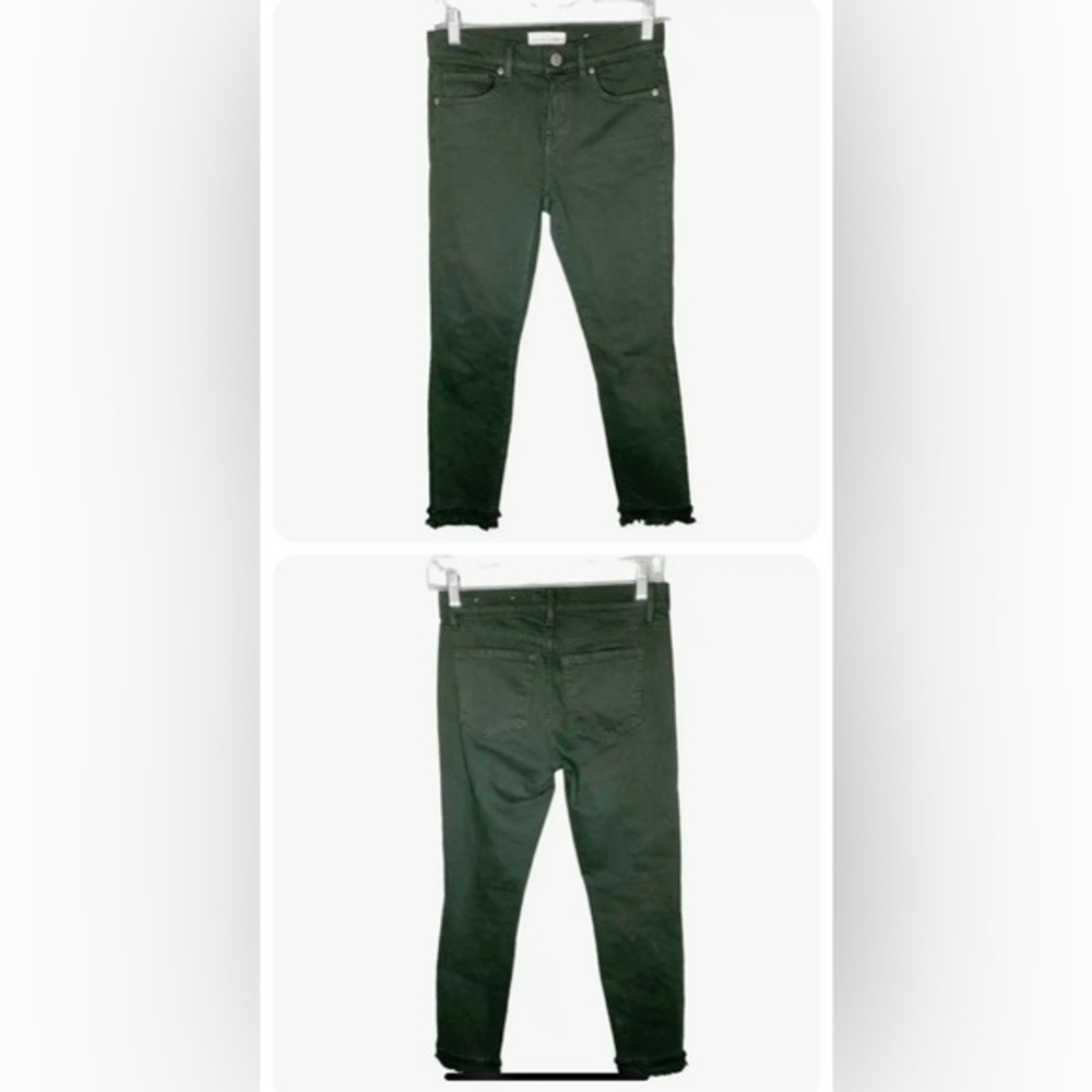 NWT Made and Loved Loft Green Raw Hem Skinny Jeans Size 4 Petite Women